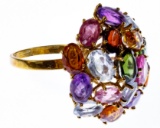 14k Gold and Semi-Precious Gemstone Dome Ring