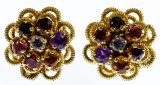 14k Gold and Semi-Precious Gemstone Pierced Earrings