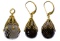 18k Gold and Smokey Topaz Pendant and Pierced Earring Set