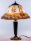 Pittsburgh Lamp Style Reverse Painted Shade on Bronze Base Table Lamp