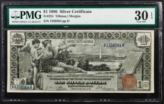 1896 $1 'Educational' Silver Certificate VF-30 EPQ PMG