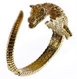 14k Gold Alligator Hinged Bangle Bracelet