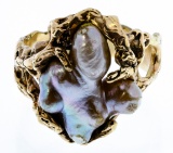 14k Gold and Baroque Pearl Ring
