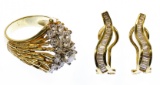18k Gold and Diamond Ring and Earring Assortment