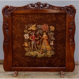 Elizabethan Style Fireplace Screen With Needlepoint
