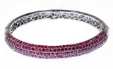 14k White Gold and Ruby Bangle Bracelet