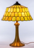 Unique Slag Glass Shade on Miller Base Table Lamp