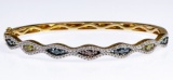 14k Gold and Multi-color Diamond Bangle Bracelet