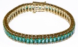 18k Gold, Emerald and Diamond Bracelet
