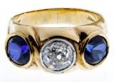 14k Gold, Sapphire and Diamond Ring