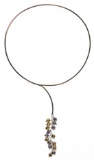 14k Gold Choker Necklace with Dangle Pendant