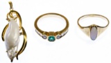 18k Gold Pendant and 14k Gold Ring Assortment