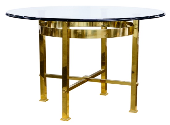 Contemporary Brass and Glass Dining Table
