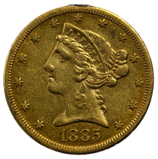 1885-S $5 Gold XF Details