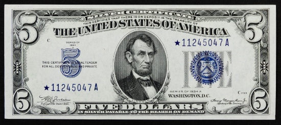 1934-A $5 Star Note Silver Certificate