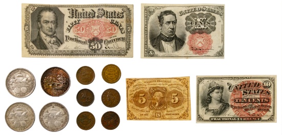 US Fractional Currency and Commemorative Coin Assortment
