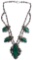 Native American Silver and Malachite Squash Blossom Necklace