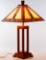 Arts and Crafts Style Glass Shade Table Lamp