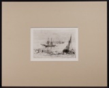 Sir Francis Seymour Haden (British, 1818-1910) 'A Brig at Anchor' Etching