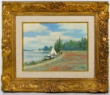 George Shawe (American, 1915-1995) 'Sailors On The Loire' Oil on Canvas