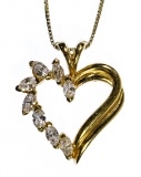 14k Gold and Diamond Heart Shaped Pendant Necklace