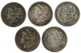 1878-CC, 1882-CC, 1883-CC, 1890-CC, 1891-CC $1 VG-XF