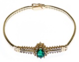 14k Gold, Emerald and Diamond Bracelet