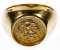 Mexican 1945 Dos Peso Coin in 14k Gold Ring Setting