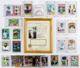 Mickey Mantle Signature, Baseball and Football Card Assortment