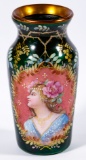 French Enamel Portrait Vase