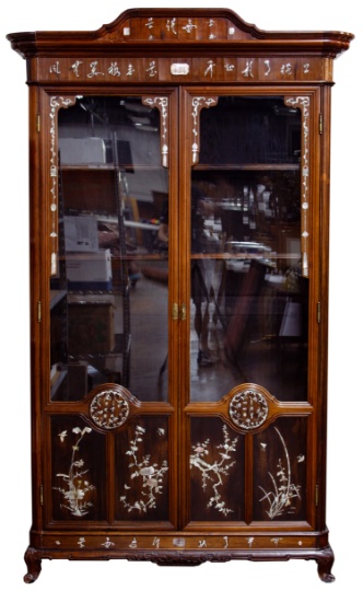 Asian Mahogany and Glass Display Cabinet