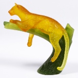 Daum Pate de Verre Leopard Figurine