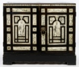 European Black Lacquer and Bone Inlaid Chest