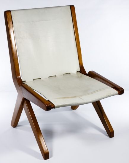 MCM Leather and Teak Chair