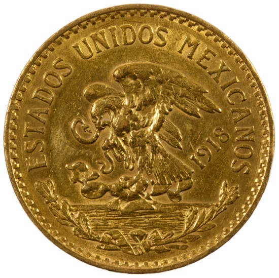 Mexico: 1918 20 Pesos Gold