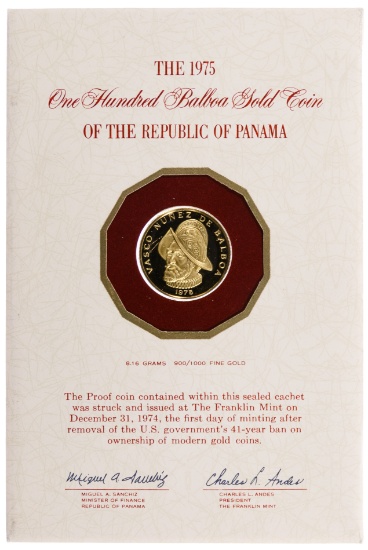 Panama: Franklin Mint 1975 100 Balboa Gold Coin