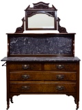 English Edwardian Mahogany and Marble Wash Stand