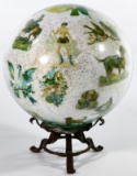 Victorian Potichomanie Blown Glass Ball