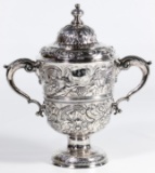 Irish Sterling Silver Repousse Lidded Loving Cup