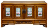 Asian Style Wood Credenza Cabinet