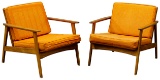 Danish Modern Style Walnut Lounge Chairs