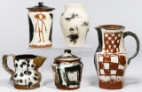 Pottery Pitcher and Canister Assortment