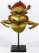 Asian Garuda Metal Mask Sculpture with Stand