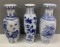 Asian Style Blue and White Pottery Floor Vase Assortment