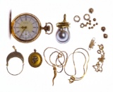 14k Gold Jewelry and Pocket Watch Assortment