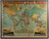 Paul Langhans (German, 19th Century) 'Norddeutscher Lloyd Bremen' Map
