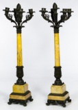 Sienna Marble and Bronze Candelabras