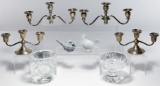Sterling Silver Candelabra and Crystal Assortment
