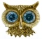 Ron Ray 18k Gold and Blue Topaz Owl Ring