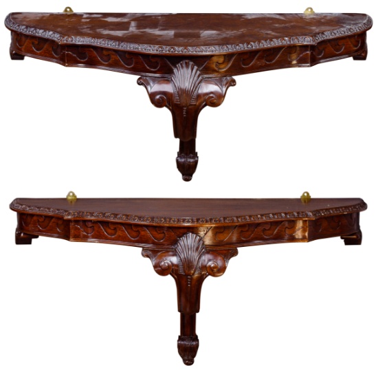 Mahogany Demilune Wall Mounted Console Tables